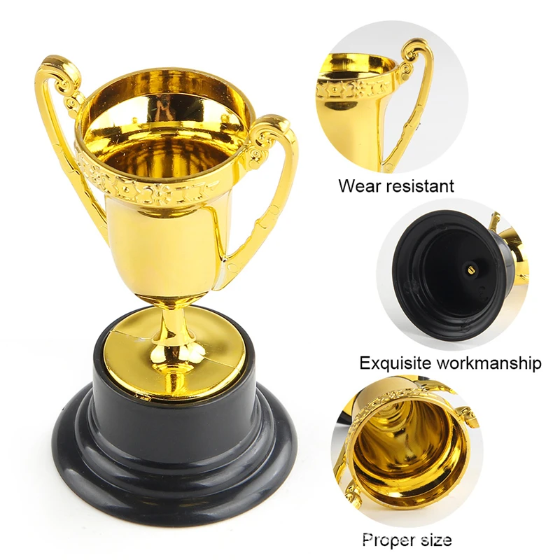 5Pcs Plastic Award Trophy Children's Kids Reward Prizes Small Cup with Base School Rewards Supplies for Football Baseball Prop