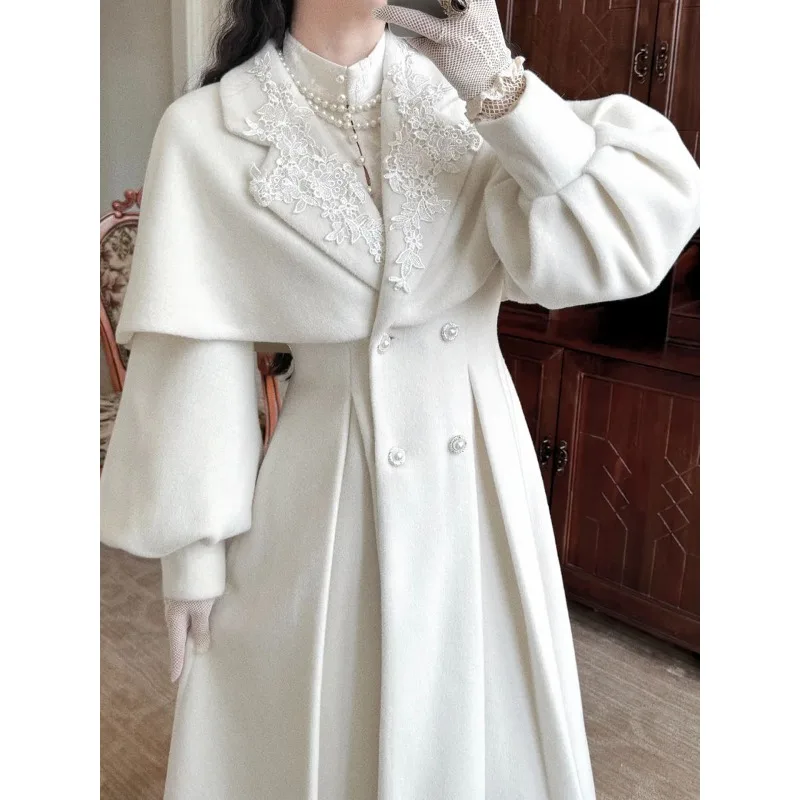 

Женский наряд зарубежного стиля во французском стиле, плащ, шерстяное пальто, нишевое облегающее элегантное шерстяное пальто, подчеркивающее фигуру