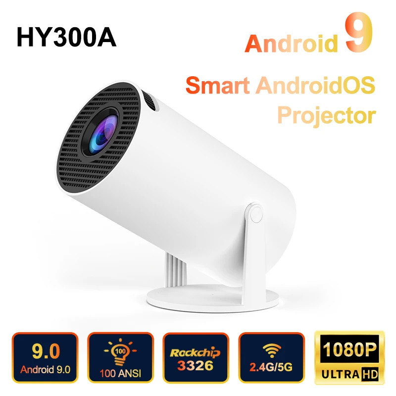 

4K Projector Android 9.0 100 ANSI Dual WIFI BT4.0 1024*600P Home Cinema Outdoor portable