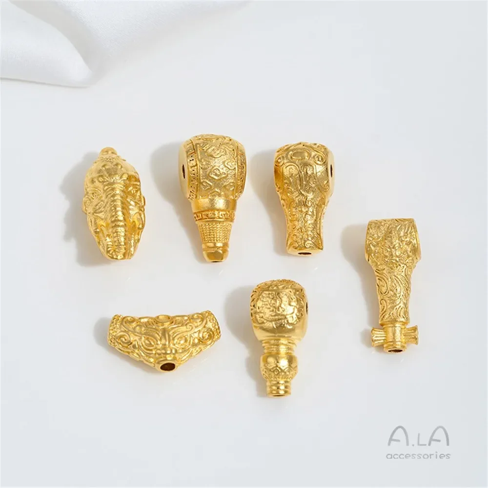Z424 Vietnamese Sand Gold Integrated Three-way Buddha Head Ancient Method Gold Buddha Beads Necklace Beaded Jewelry Accessories