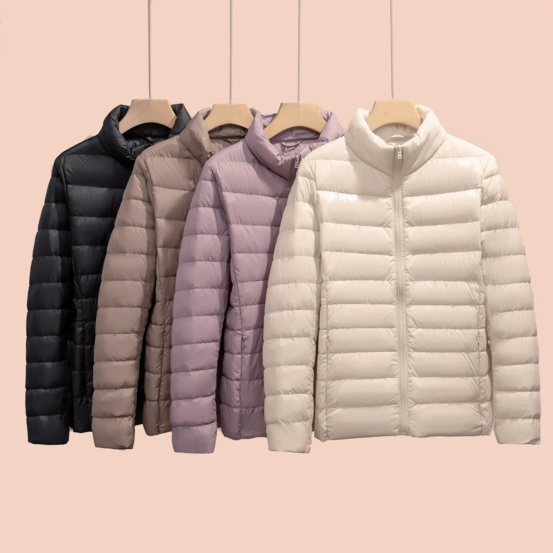 Veste doudoune légère et Portable pour femme, col montant, décontractée, couleur unie, coupe Simple et Slim, automne et hiver 2025