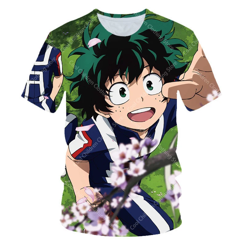 My Hero Academia Summer Boys Girls  Short Sleeve Clothing for Tee Cute casual fashion Parent Child Clothing Short Sleeve T-shirt