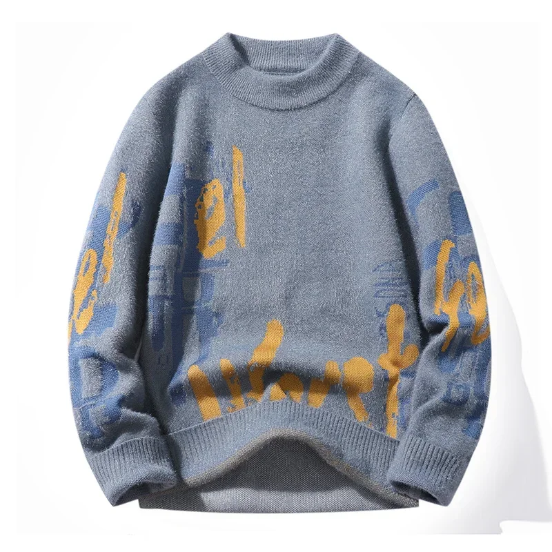 

Men's Autumn and Winter Fashion Trend Versatile Loose Pullover Sweater Winter Warmth Thick Knit High-quality Comfortable Top