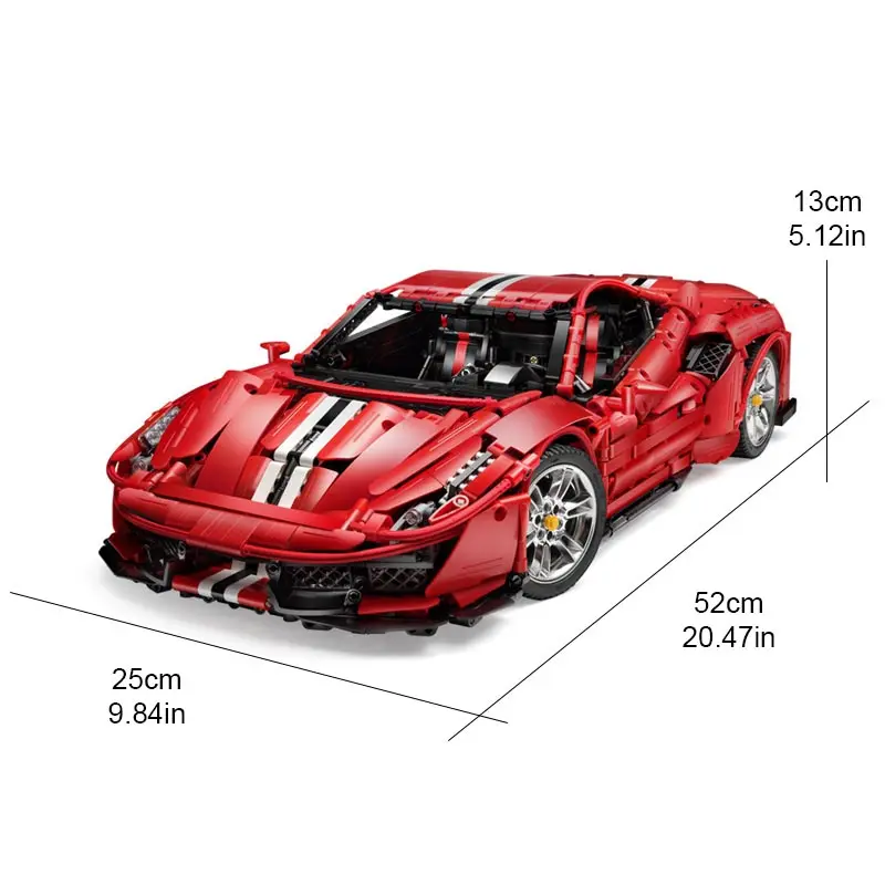 Creative static model of red super sports car, challenging assembly model, educational toy figurine, birthday gift