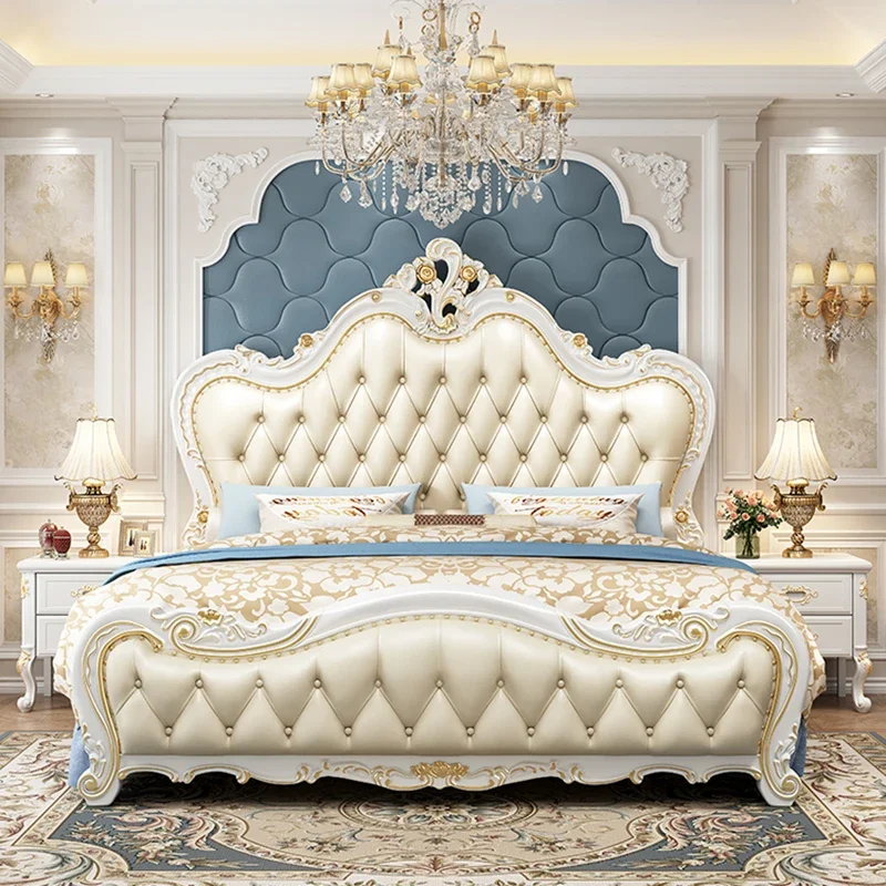 European Luxury Bed Bedroom Comfortable Ergonomic Double Sleeping Safe Bed Sun Princess Cama Solteiro Lounge Suite Furniture