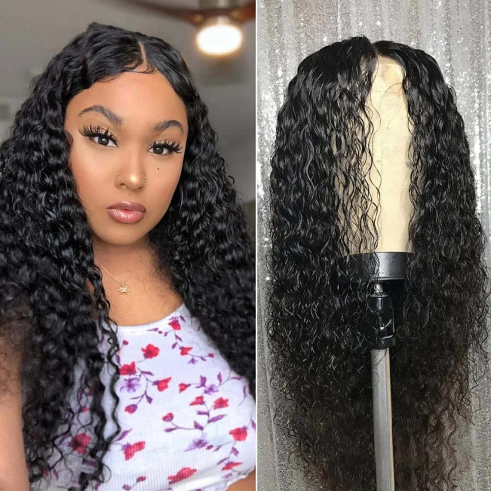 2026 Deep Wave Synthetic Wig for Black Women Wear Deep Curly Soft Wig Natural Black Color Replacement Wigs for Daily Party Use