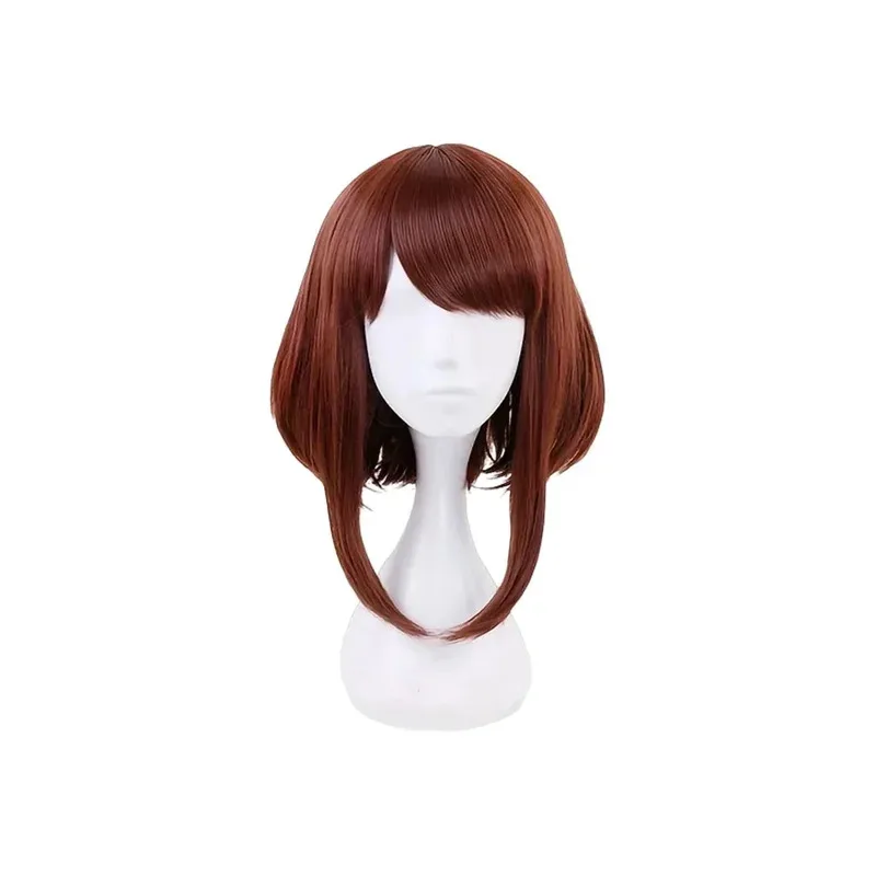 Pelucas de Cosplay My Hero Academia Uraraka Ochaco, peluca sintética recta corta marrón para fiesta y Festival