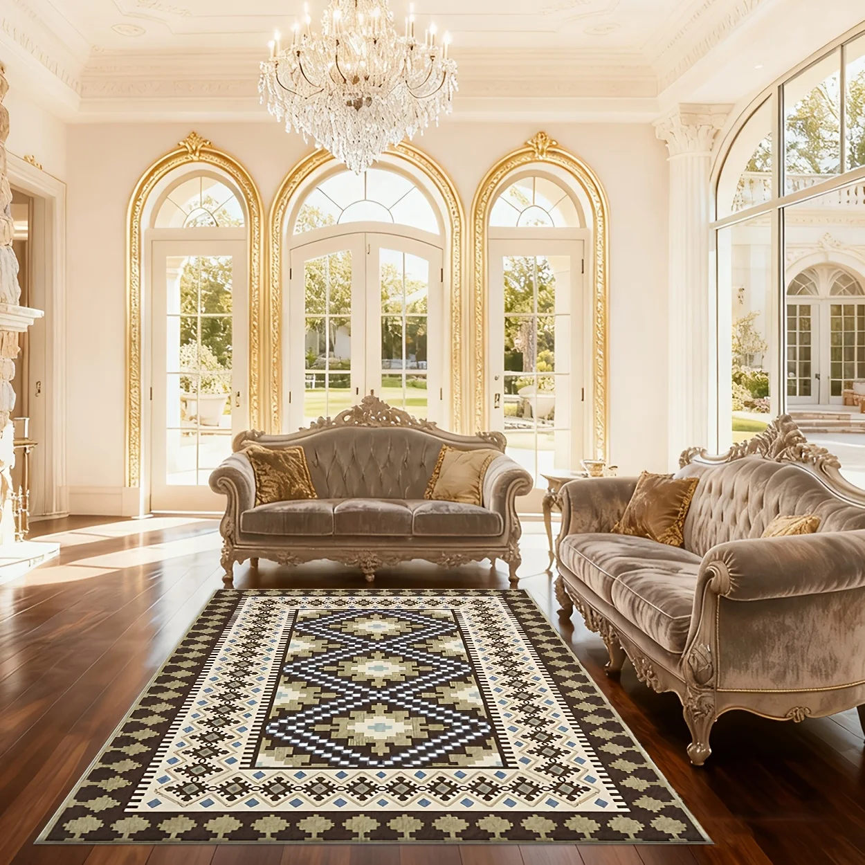 Luxury European Palace Rug Classic Medallion Pattern Heavy Duty Floor Mat For Villa Mansion Grand Hall Noble Decor
