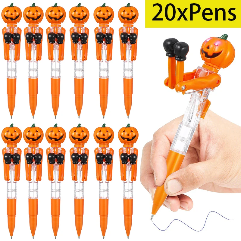 20Pcs Halloween Pumpkin Skull Ghost Stationery Pen Kpop Theme Cosplay Prop Cartoon Ballpoint Pen School Writing Gifts