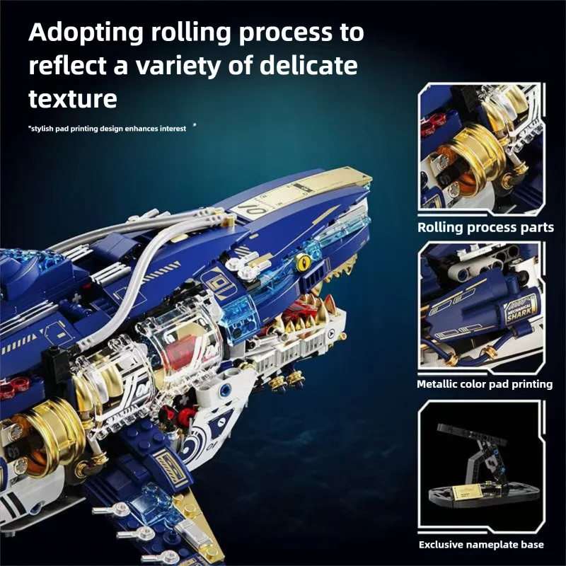 1277 pçs moc técnico mecânico tubarão do mar profundo blocos de construção tijolos montagem modelo brinquedos para crianças presente aniversário conjunto meninos