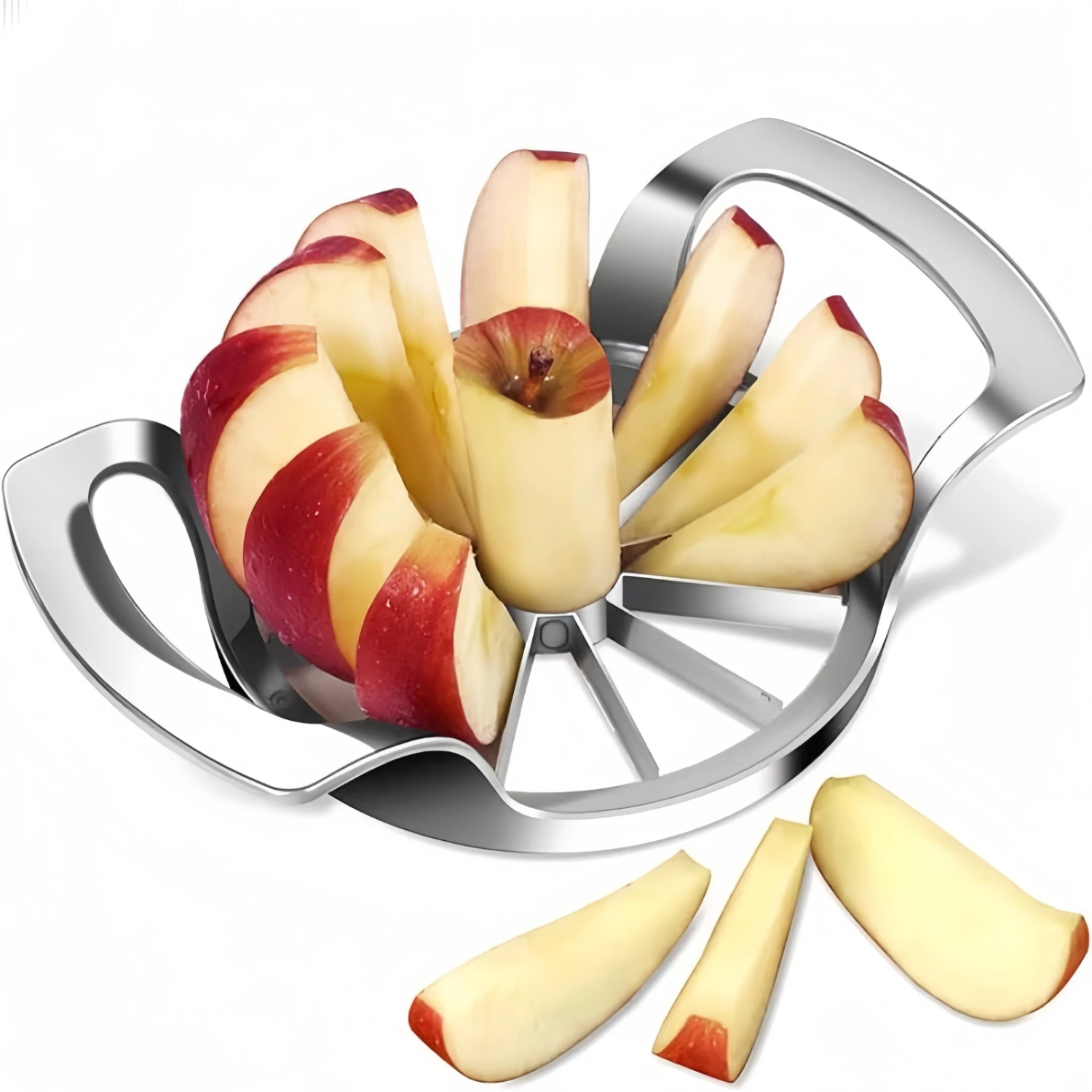 Stainless Steel  Corer Slicer, 12-Blade Large  Cutter, Heavy Duty Easy-to-Use Time-Saving Fruit Divider and Wedger