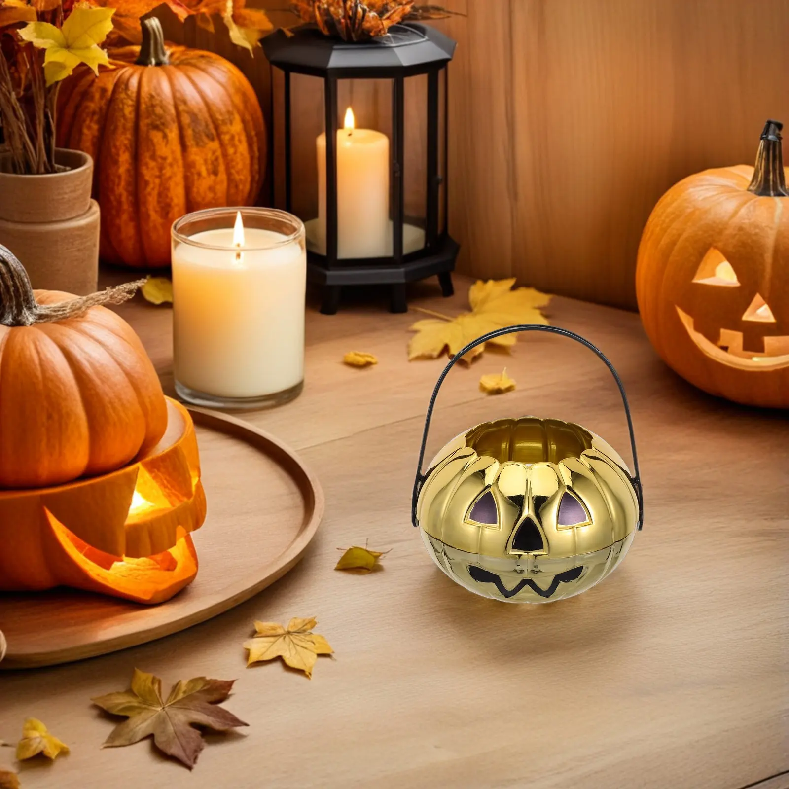 Halloween Pumpkin Candy Basket Large Capacity Lightweight Plastic Pumpkin Treat Bucket for Parties Trick-Or-Treating Spooky