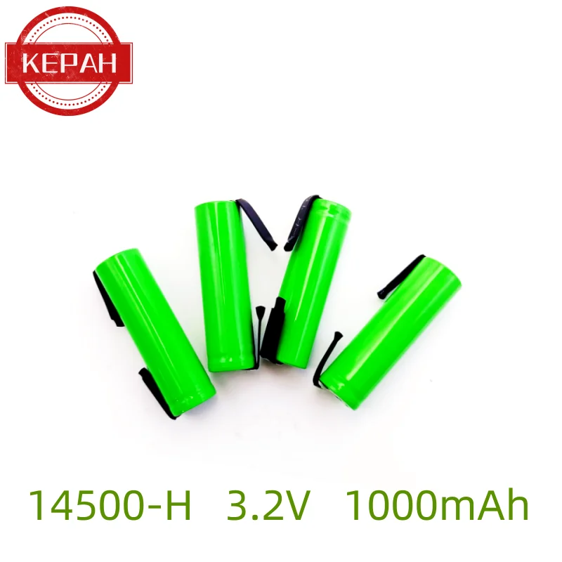 KEPAH 14500 lithium-ion rechargeable battery, welded joint, AA battery, flashlight headlight and lithium battery, 1000mAh, 3.2V