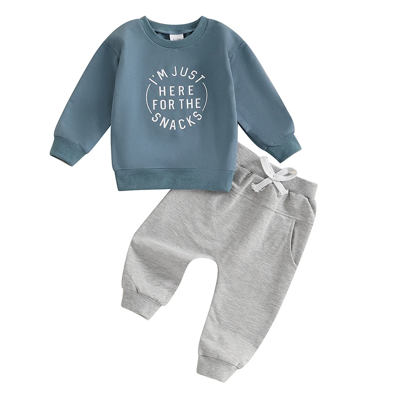 Baby Boy Fall Outfit Letter Print Long Sleeve Sweatshirt and Elastic Pants 2 Piece Jogger Clothes for Toddler