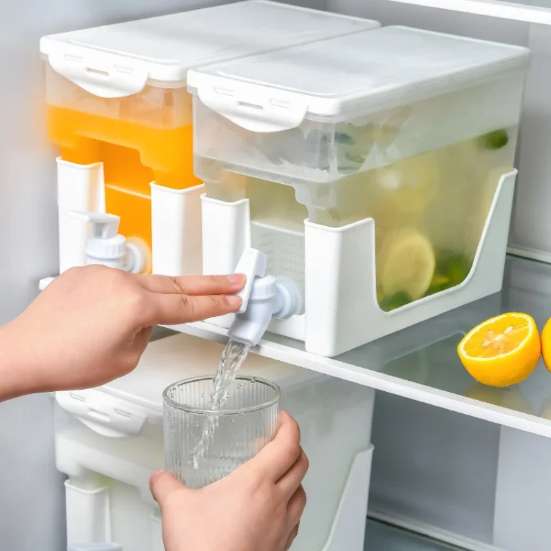 Cold water kettle with faucet, refrigerator, household ice water beverage bucket, fruit tea, high-temperature resistant cold