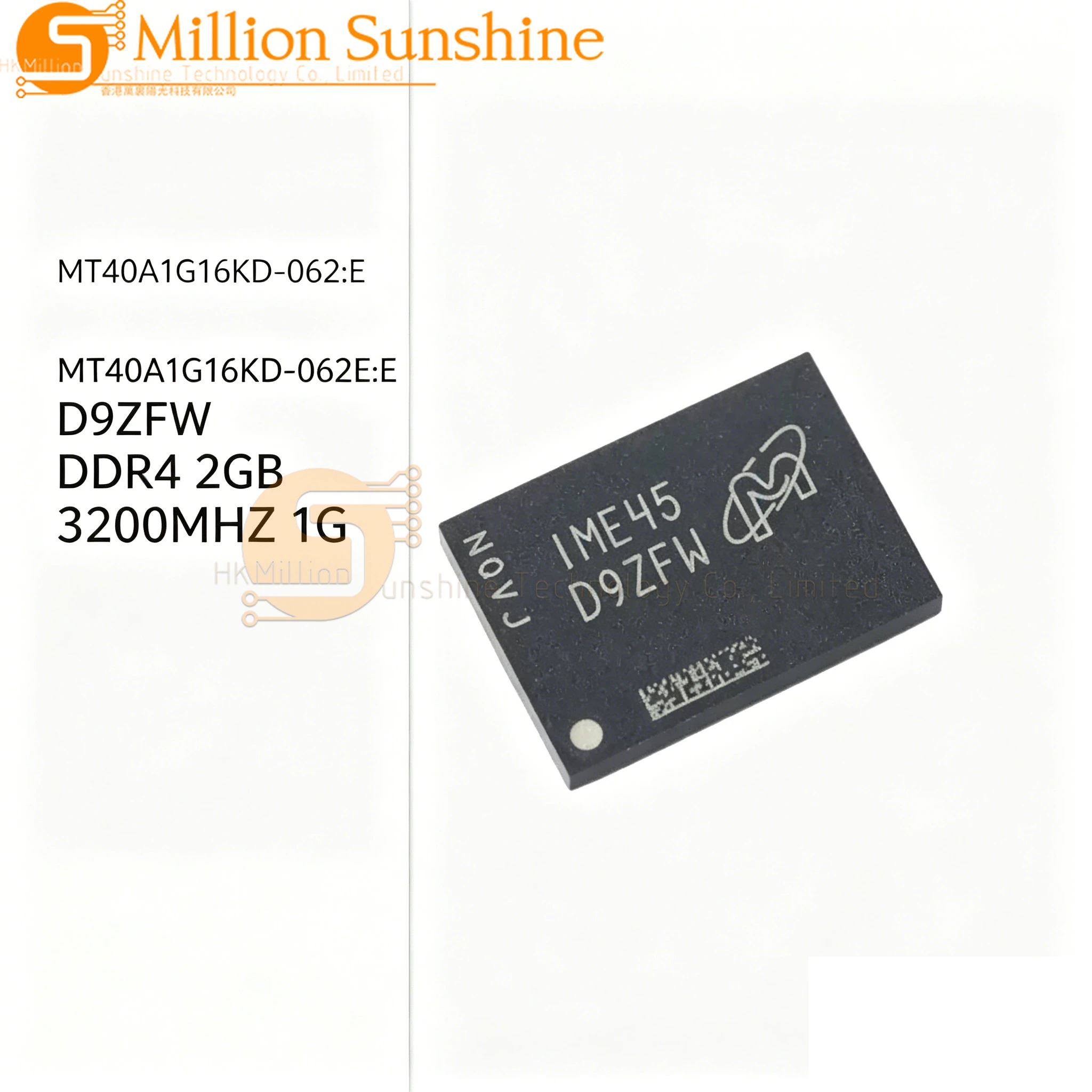 1pcMT40A1G16KD-062E:E D9ZFW MT40A1G16KD-062E MT40A1G16KD MT40A1G16 MT40A1G 96FBGA DDR4 2GB 16Gb 3200MHz 1Gx16 Memory Chip IC