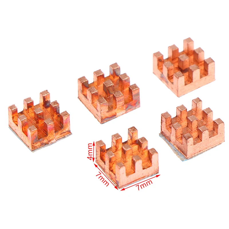 5Pcs 6x6x5mm Square Copper Heatsink Cooler With Thermal Pad For VGA GPU Miniature Radiator DDR RAM Memory IC