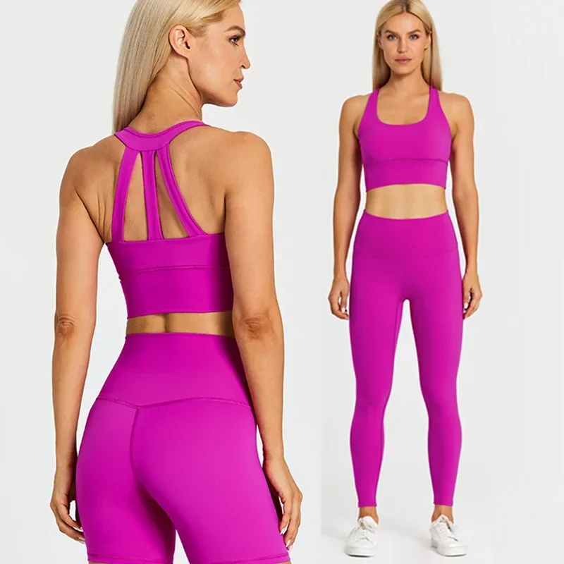 ABS LOLI-Yoga Set for Women, Gym Clothes, Workout Sportswear, Strappy Sports Bras, High Waist Leggings, Athletic Suit, 2Pcs