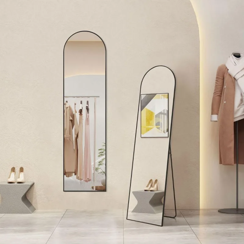 

Arched Full Length Mirror, 59"x 16" Floor Mirror with Aluminum Alloy Thin Frame, Full Body Mirror Hanging or Leaning for