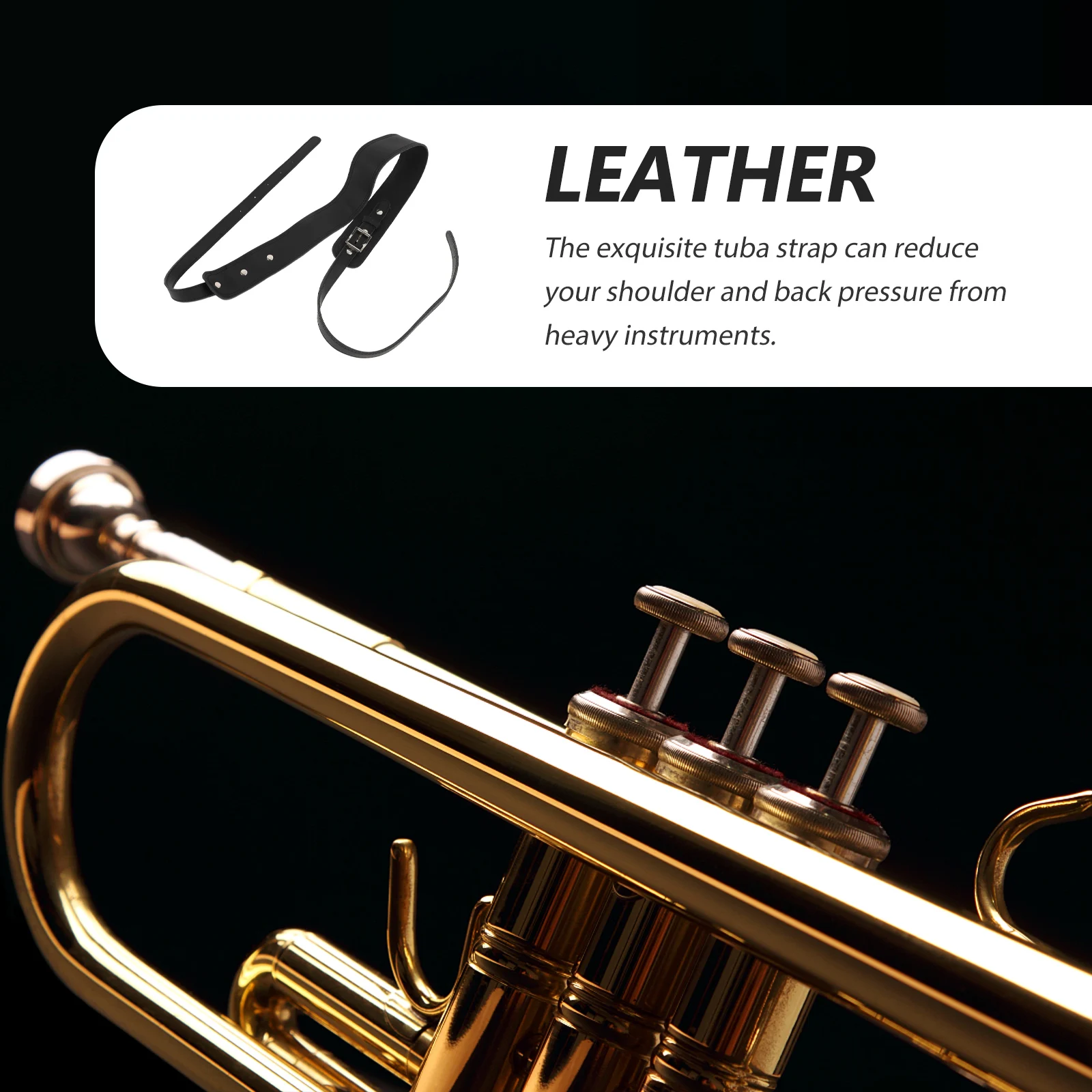 

Cowhide Tuba Belt Adjustable Trombone Harness Musical Instrument Shoulder Relief Practical Design Charm Long Performance Helper