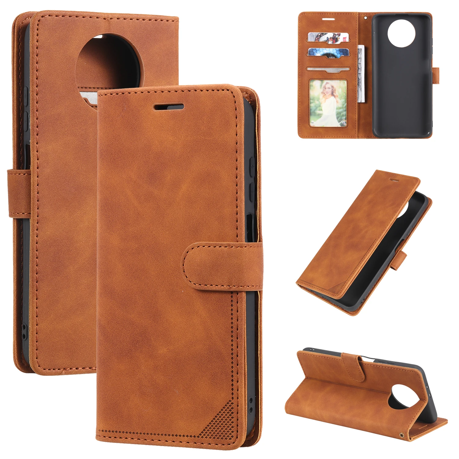 

For Redmi Note9 5G / Note9T phone case retro business card flip cover protector leather case soft case