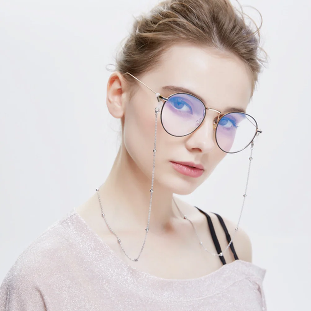 

4Pcs Delicate Eyeglass Chain Non-Slip Metal Beads Plating Fashion Glasses Strap Golden Rose Gold Silver Black Styles