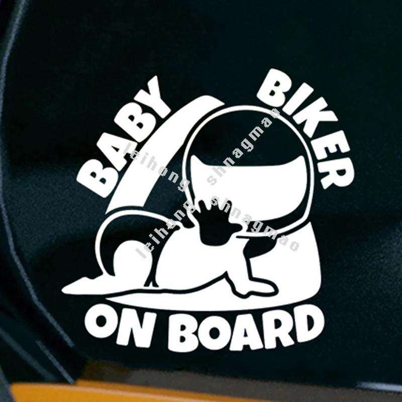 Funny Baby Biker on Board Car Sticker Warning Label Affixed To Windshield Window Scratches Covered with Waterproof Vinyl Decals
