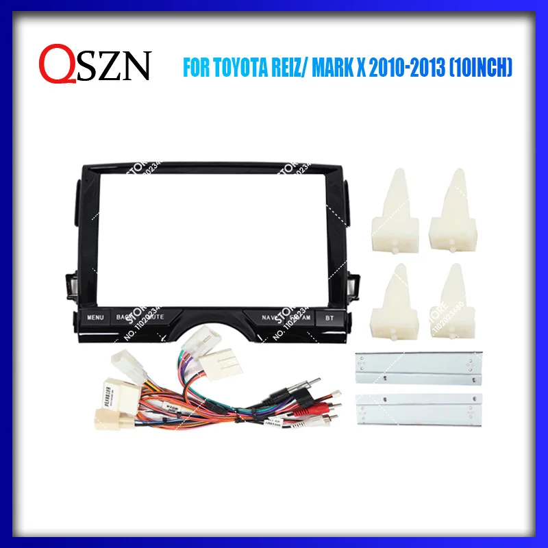 

QSZN 10 INCH Car Frame Fascia FOR Toyota REIZ/ MARK X 2010-2013 Adapter Canbus Box Decoder Cable Radio Dash Head Unit Panel Kit