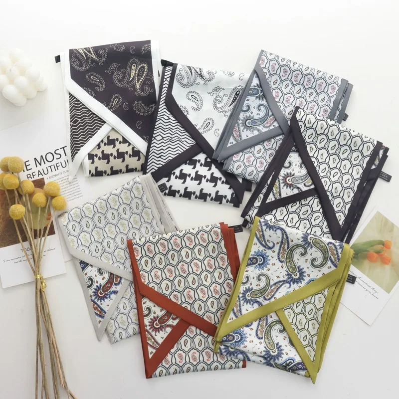 

Пояс, шелковый шарф, женский весенне-осенний тонкий ободок для волос, галстук для волос, сумка, лента, французский шарф с узором пейсли, длинная лента