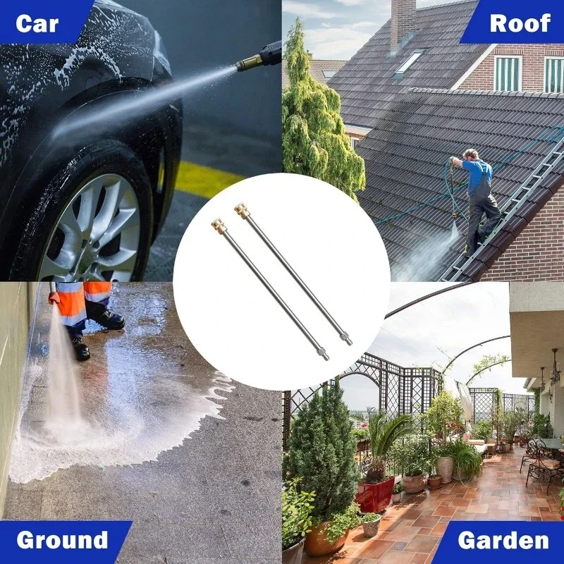 عصا تمديد لغسالة الضغط من الفولاذ المقاوم للصدأ مقاس 17 بوصة مع وصلة غسالة كهربائية سريعة التوصيل مقاس 1/4 بوصة، عبوتان #6