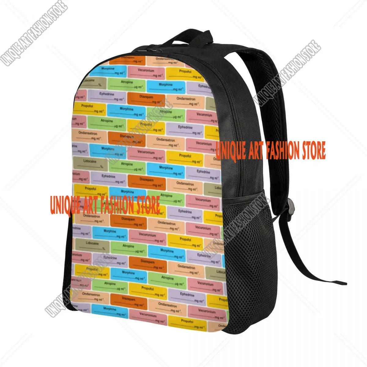 Medical Nurse Anesthesia Medication Labels Backpacks for Women Men Water Resistant School College Bag Print Bookbags