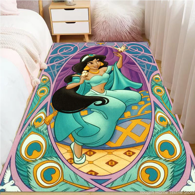 

Disney Aladdin Jasmine Princess Large Area Rug Carpet for Home Living Room Children Kids Bedroom Sofa Doormat Non-slip Gift Mats