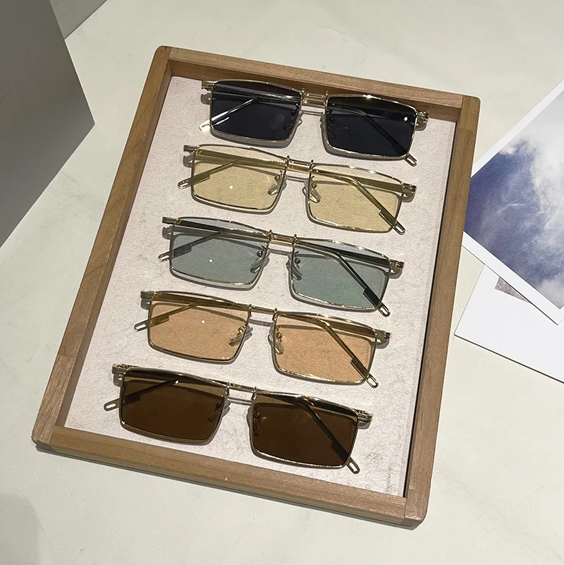 Vintage Sunglasses Skin-Friendly Driving Shades Sun Glasses Ergonomic Metal Frame Sunglasses For Shopping Driving Traveling