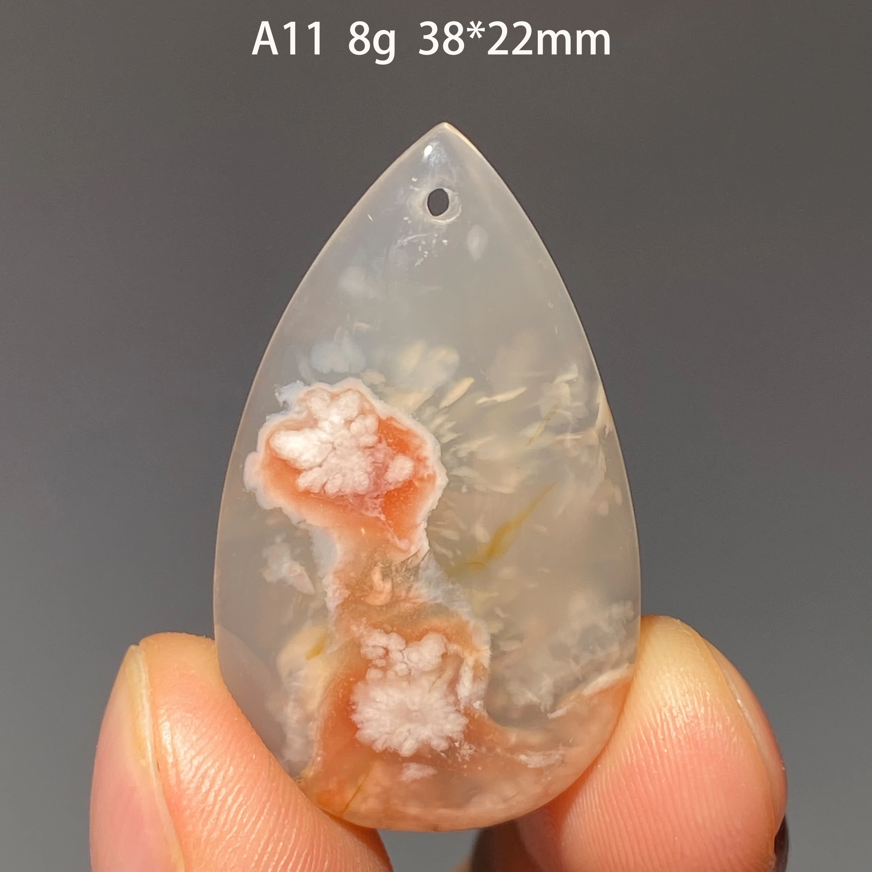 Natural Madagascar Cherry Blossom Agate Water Drop Pendant Healing Energy Crystal Home Decor DIY Jewelry Gift For Women