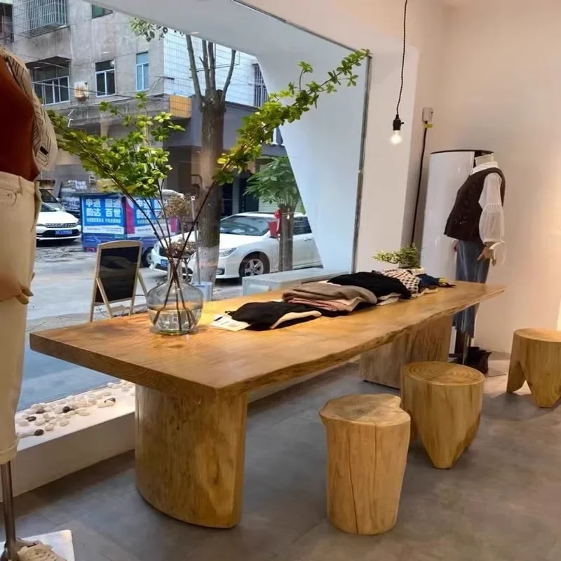 Nordic solid wood large board tea table Zhongdao water table log placement table