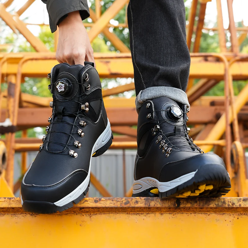 Men's Rotating Button Safety Shoes Steel Toe Work Sneakers Indestructible Shoes Puncture-Proof work Boots slip and oil resistant