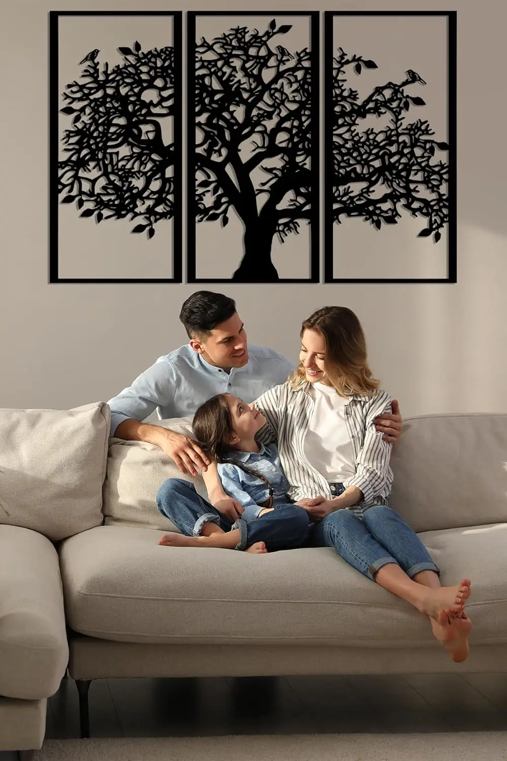 3 Panels Family Tree Metal Wall Decor Tree of Life Metal Wall Art, Home Bedroom Living Room Decor 3D Wall Art  30