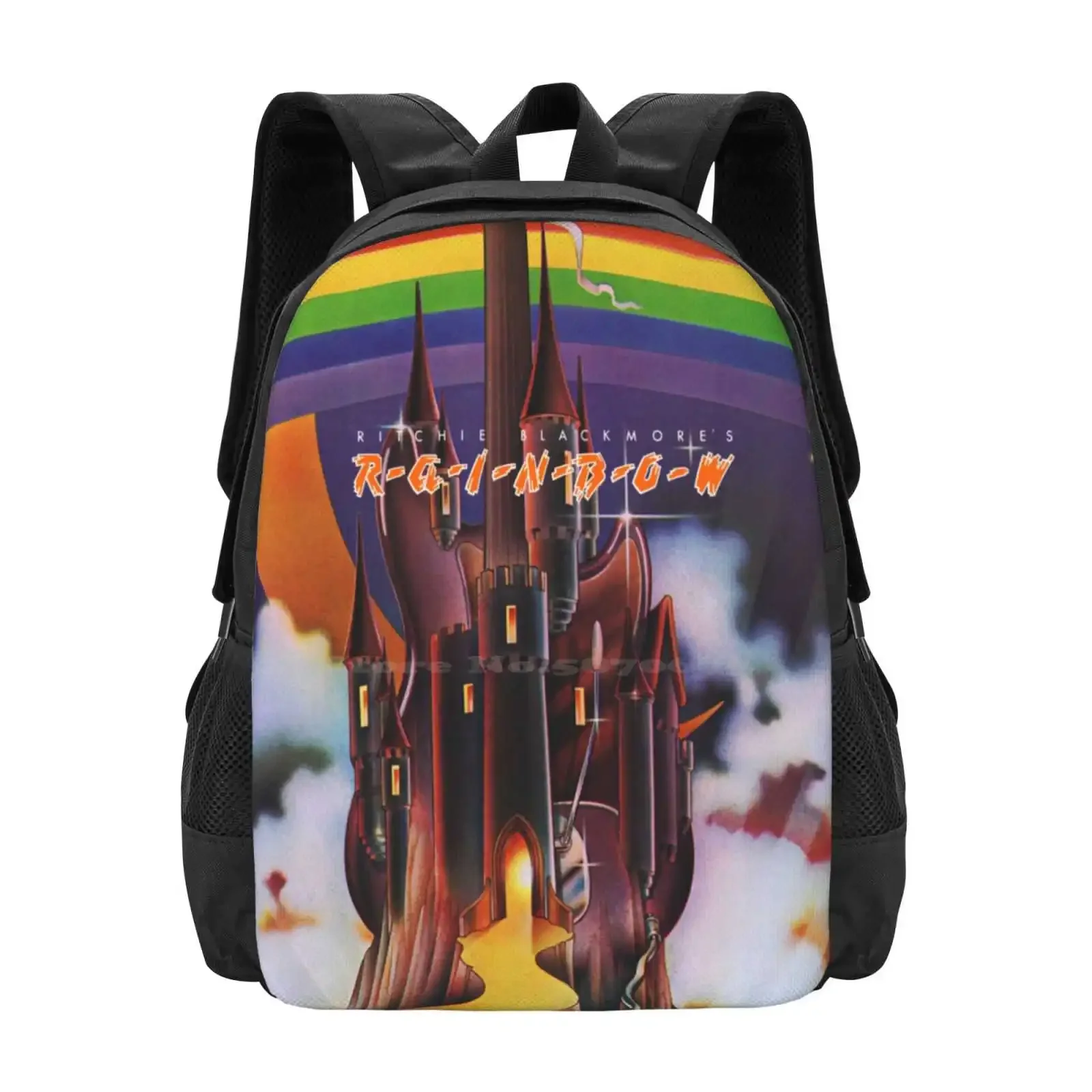 Rainbow's Classic Debut Teen College Student Backpack Pattern Design Bags Rainbow Band Rainbow Debut Classic Hard Retro Vintage