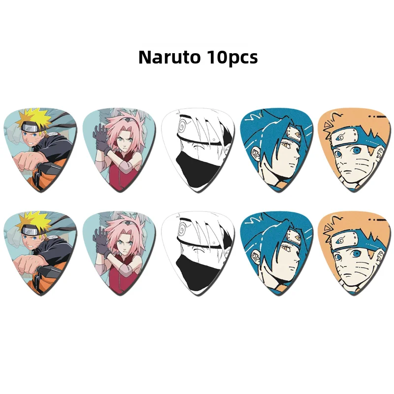 10 Stück Naruto-Gitarrenplektren, niedliche Anime-Akustikgitarre, Bass, Ukulele, Instrumentenzubehör, Zubehör für Musikliebhaber, Geschenke