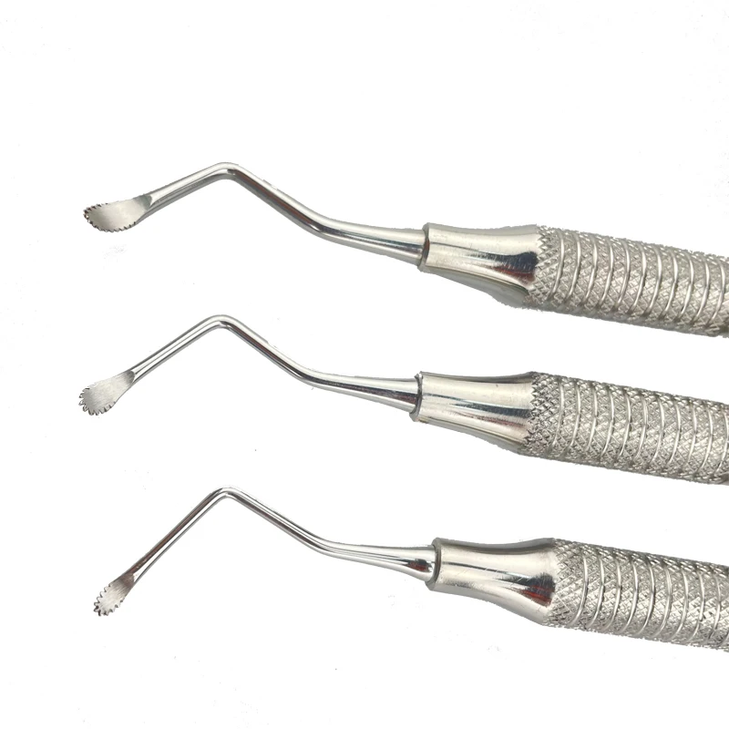 3Pcs/set Dental Curette Professional Jagged Stainless Steel Curettes Periodontal Bone Implant Instrument Tools