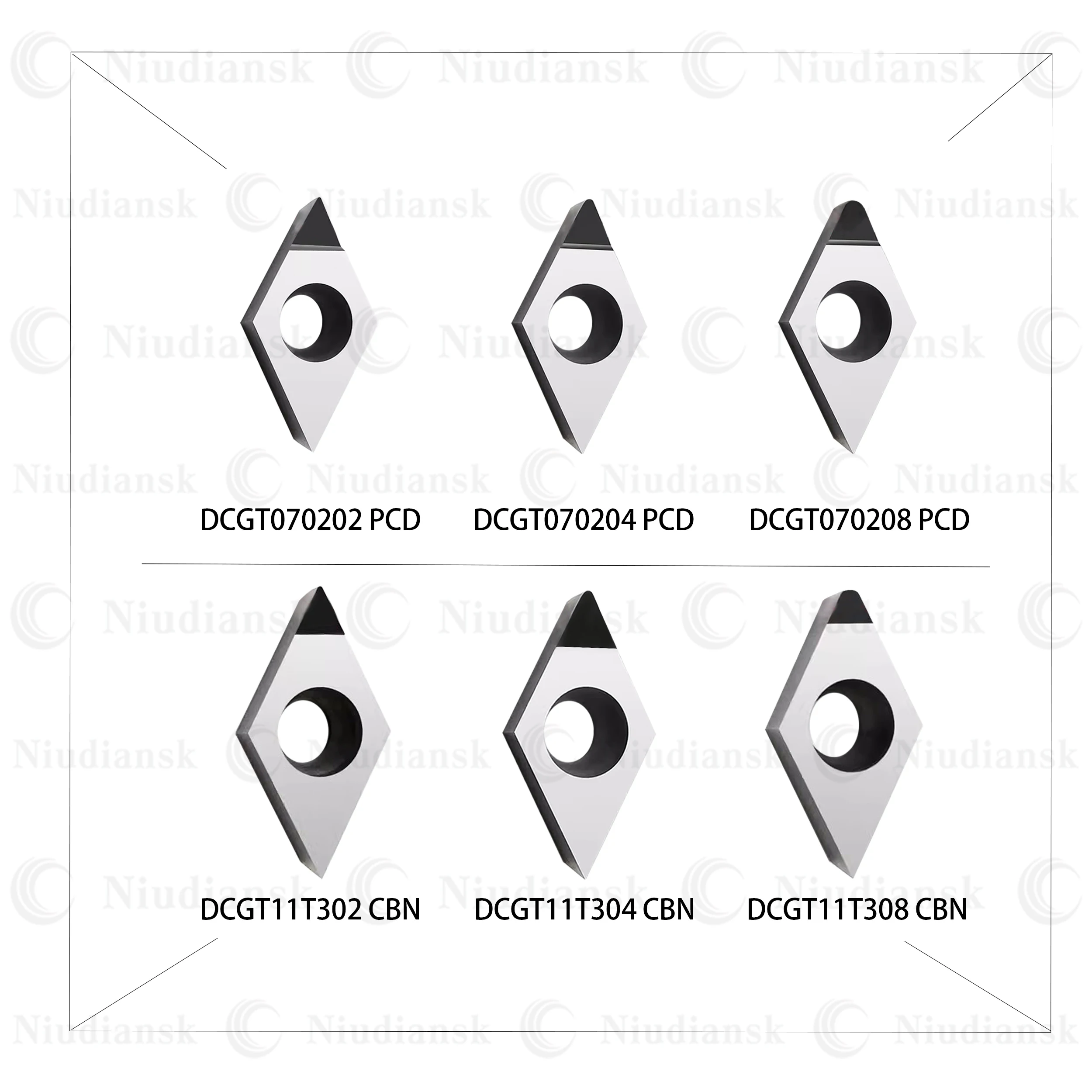 Lame diamantate di alta qualità DCGT070202/04/08 DCGT11T302/304/308 PCD CBN inserto per tornitura interna utensili per tornio CNC romboico