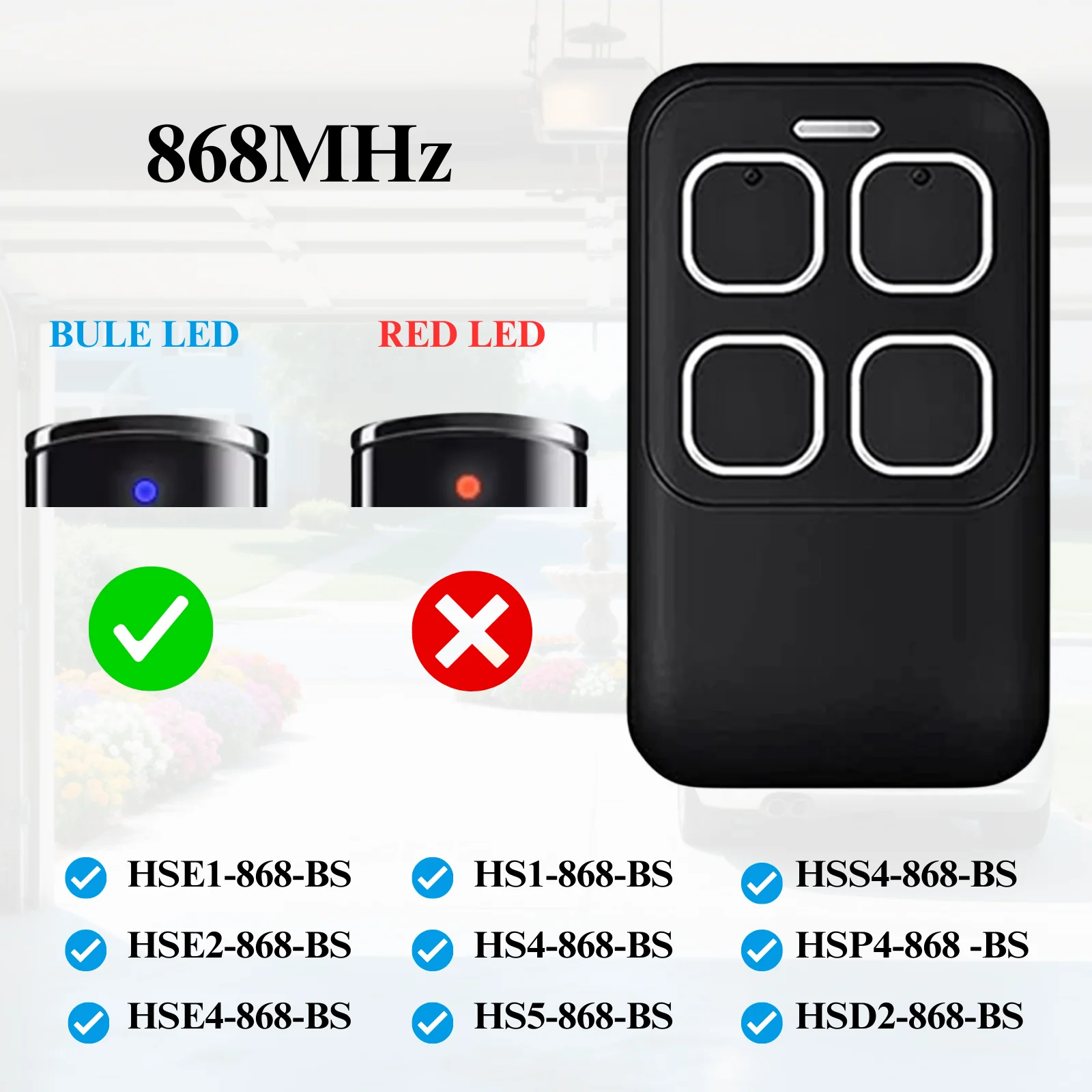 Compatible HSE1 HSE2 868 BS HSE4 BS telecommande portail 868 mhz garage Remote Control Duplicator  HS1 HS4 HS5