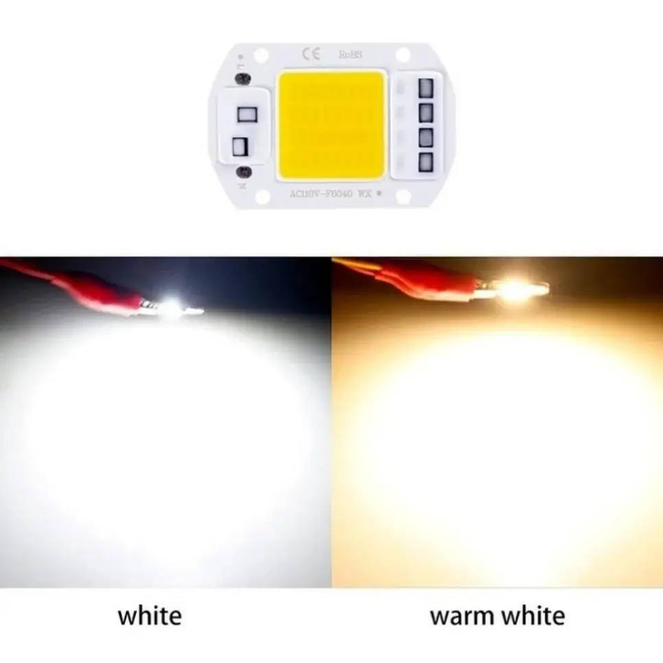 LED COB lamp Bead 20W 30W 50W 220V IP65 Smart IC No Need Driver DIY Flood light Led Bulb Spotlight Outdoor Chip Lamp Brightest