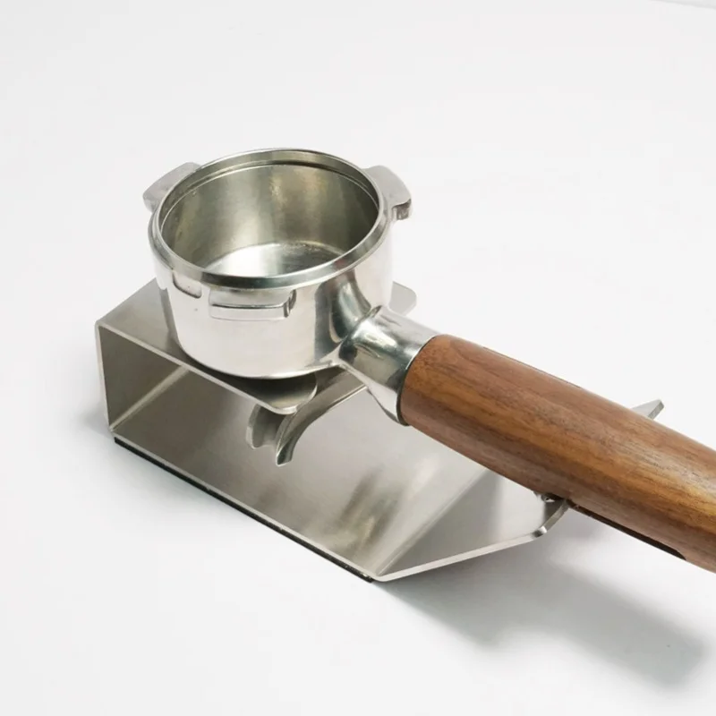 

Подставка для портафильтра для кофе из нержавеющей стали, бездонный, с одним двойным носиком, держатель портафильтра для кофе, опорная стойка, серебро