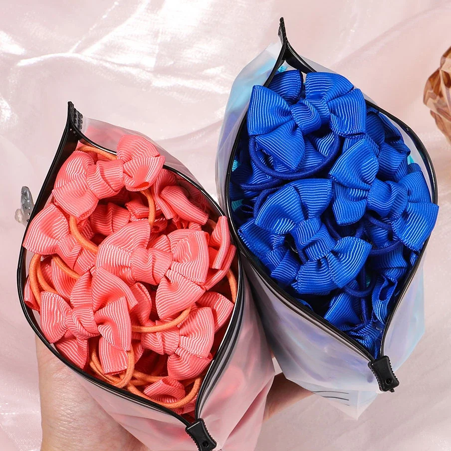 5/10/20Pcs/Lot Solid Color Bows Elastic Hair Bands For Kids School Bows Headband Hair Ties Headwear Hair Accessories For Girls