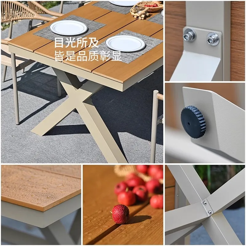 Outdoor villa courtyard table and chair leisure open-air balcony rattan chair waterproof sunscreen garden outdoor table and chai