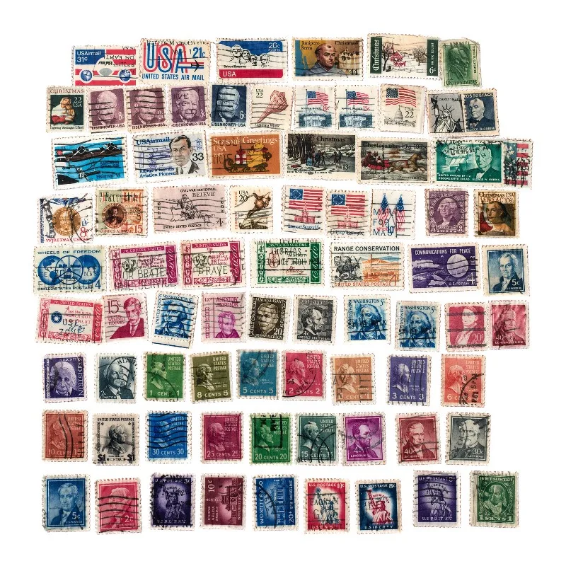 Random 100pcs United States Stamps Letter Pins And Festings Foreign Real Postmark Post Stamps For Collection Postage Stamp