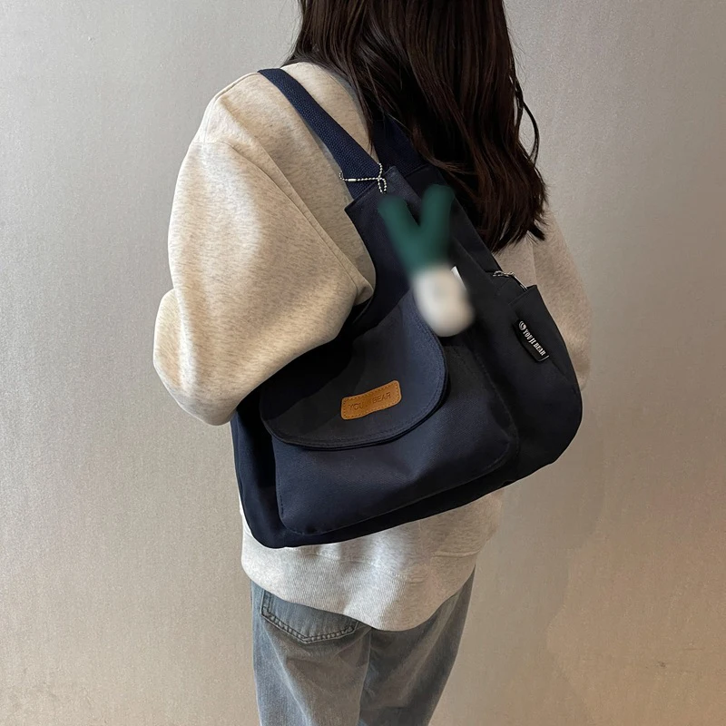

2024 Tote Bag Large Capacity Canvas Tote Bags for Work Commuting Carrying Bag College Style Student Outfit Book Shoulder Bag