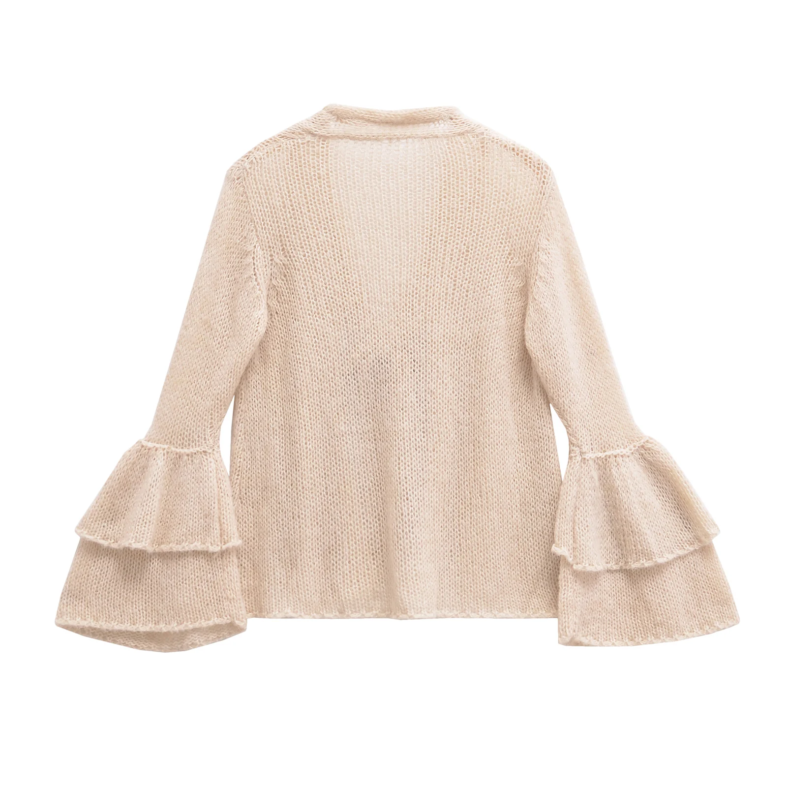 

ZAB Faionable Knitted Outerwear Women's Street Sle Long Sve Polyester Fiber Pure Color Decorative Sve Layered Design
