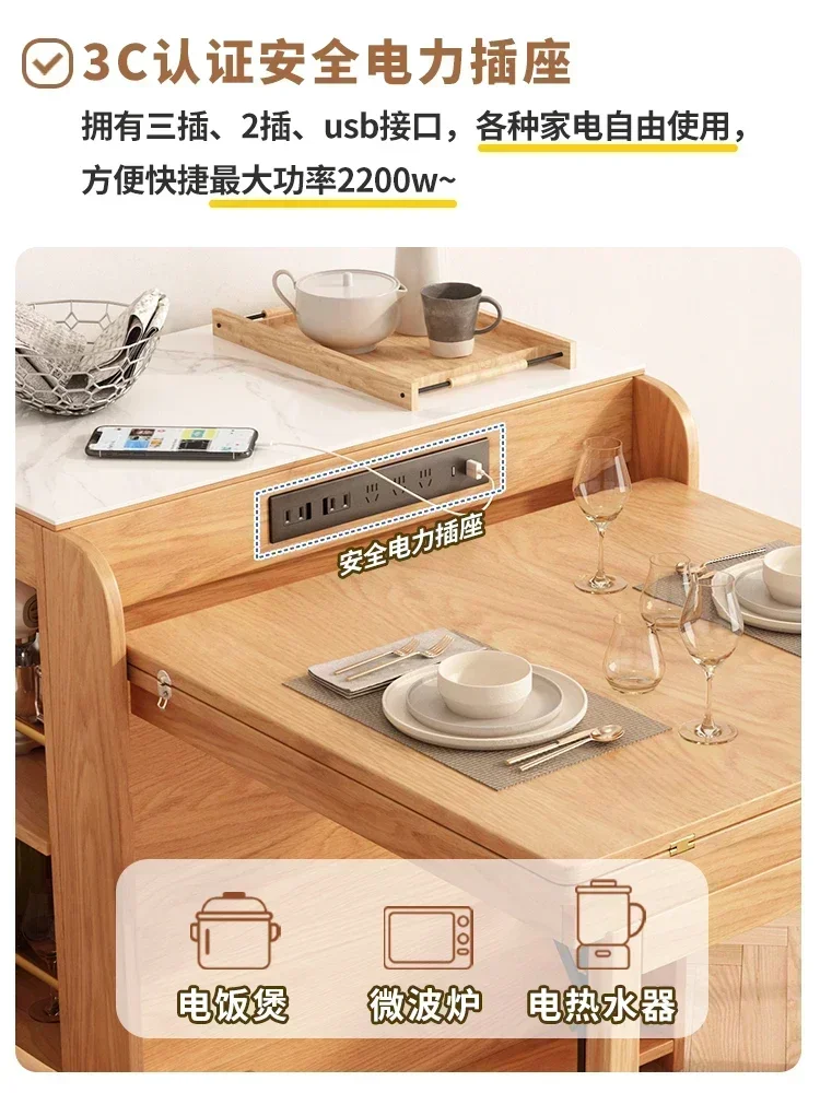 Table One-Piece Household Small Apartment Retractable Stone Plate Dining Table Multifunctional Folding Storage Bar Counter